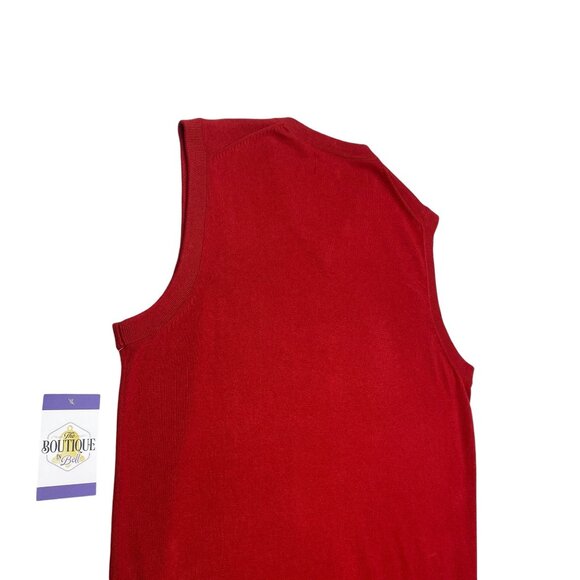 Chaps Mens M Red Sleeveless V-Neck Sweater Vest Embroidered Logo Preppy Casual - Picture 7 of 16